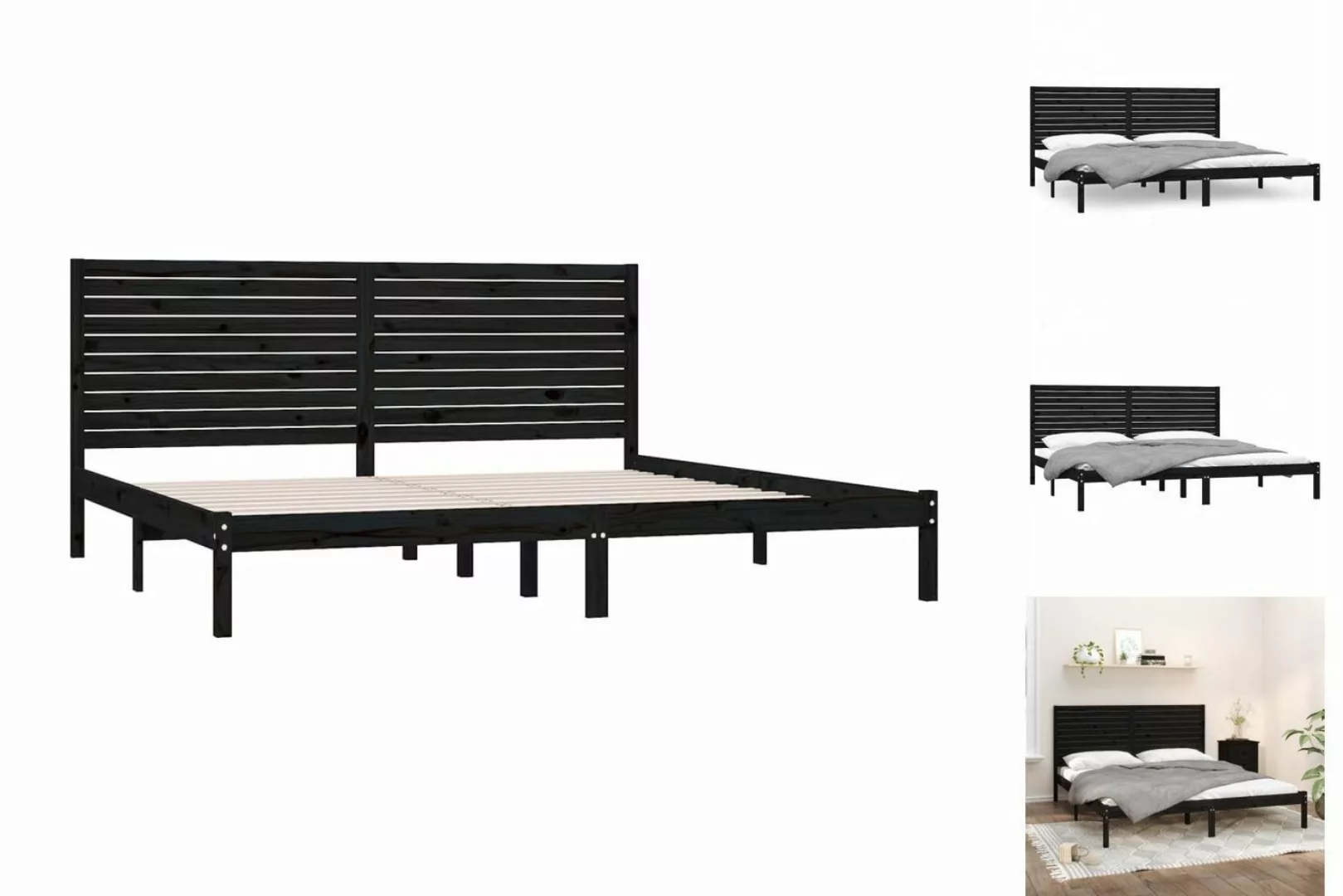 vidaXL Bettgestell Massivholzbett Schwarz 180x200 cm 6FT Super King Doppelb günstig online kaufen