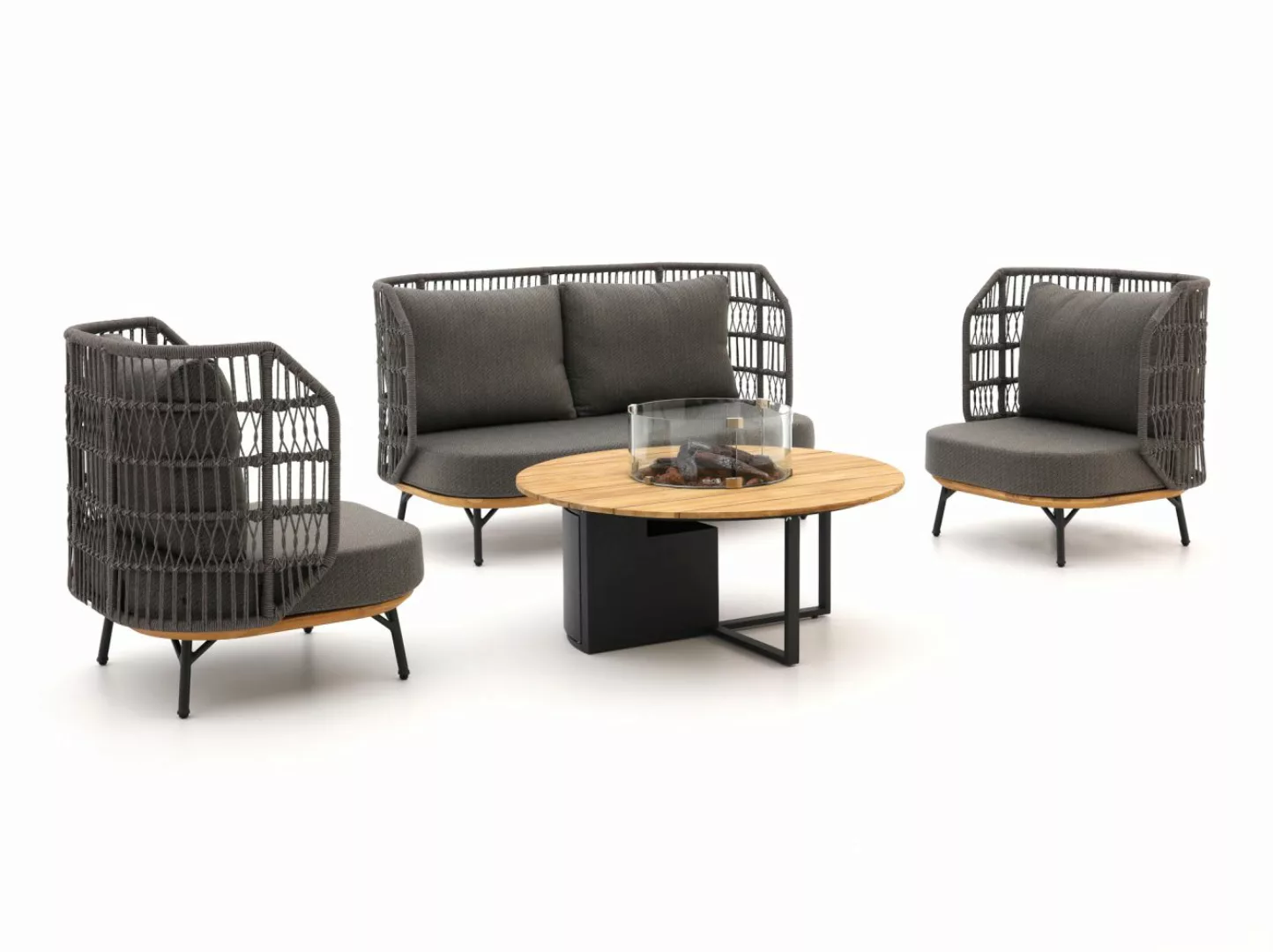 Bellagio Cavezzo/Cosiloft Ø120 cm Sessel-bank Lounge-Set mit Feuertisch 4-t günstig online kaufen