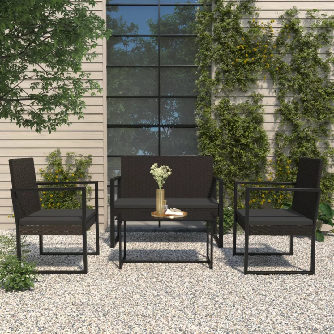 Vidaxl Gartenbank Mit Kissen Schwarz 106 Cm Poly Rattan günstig online kaufen