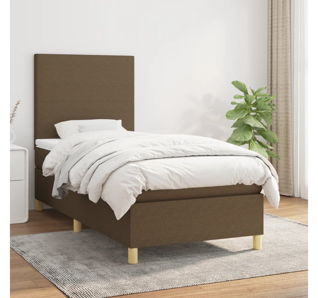 vidaXL Boxspringbett Boxspringbett mit Matratze Dunkelbraun 100x200 cm Stof günstig online kaufen