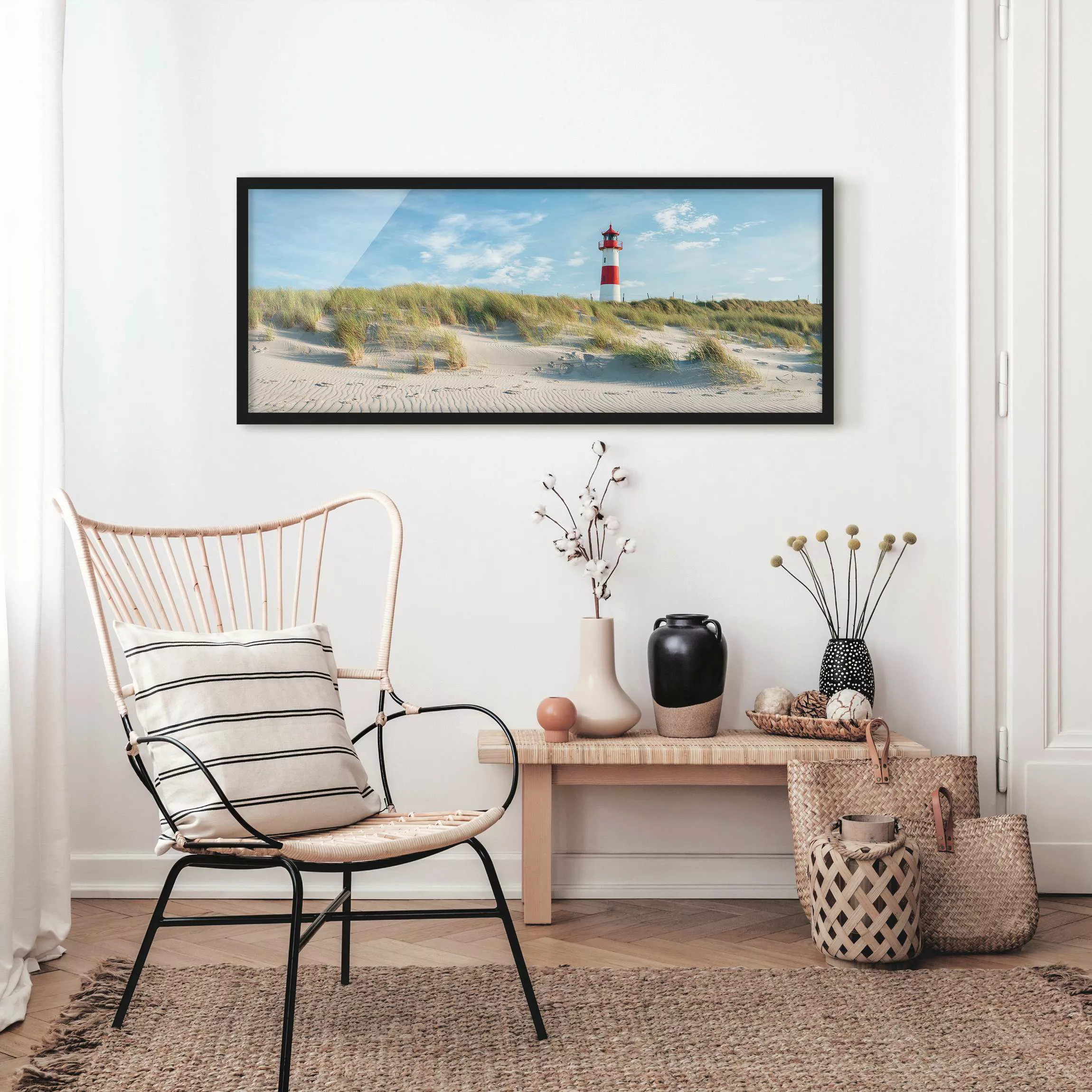 Bild mit Rahmen Leuchtturm an der Nordsee günstig online kaufen