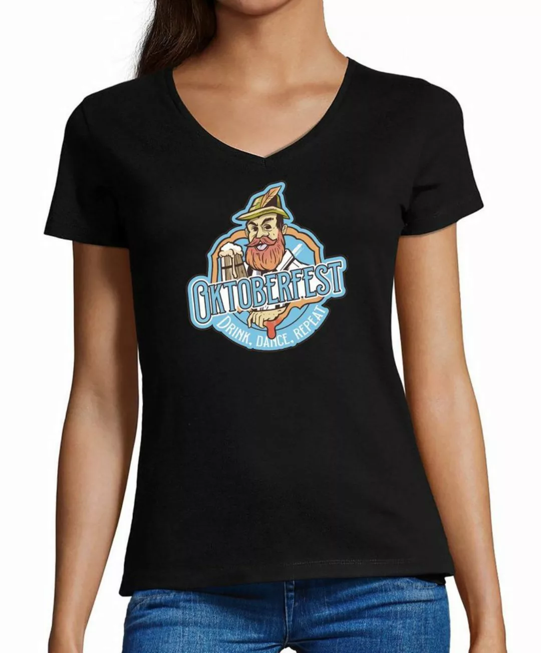 MyDesign24 T-Shirt Damen Oktoberfest T-Shirt - Oktoberfest Drink, Dance, Re günstig online kaufen