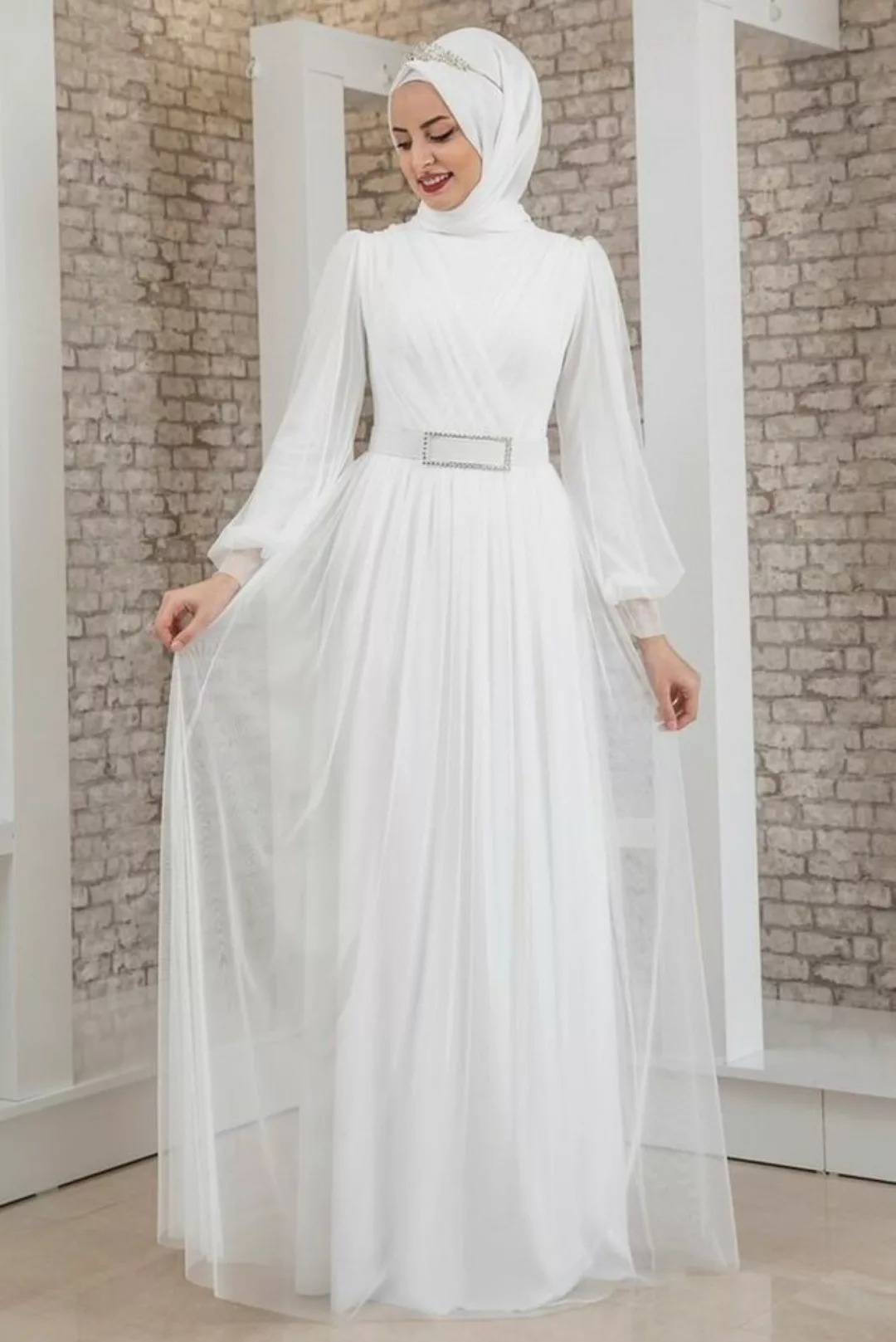 Modavitrini Abendkleid Damen Kleid langärmliges Maxikleid Abiye Abaya Hijab günstig online kaufen