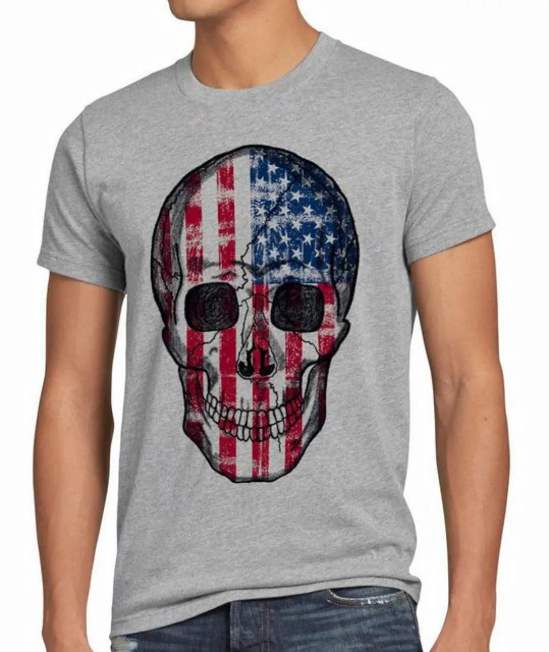 style3 Print-Shirt Herren T-Shirt USA Skull Totenkopf stars stripes flagge günstig online kaufen