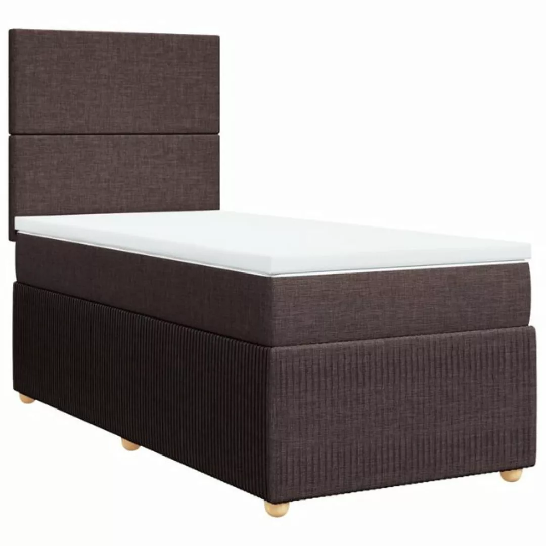 vidaXL Boxspringbett, Boxspringbett mit Matratze Dunkelbraun 90x190 cm Stof günstig online kaufen