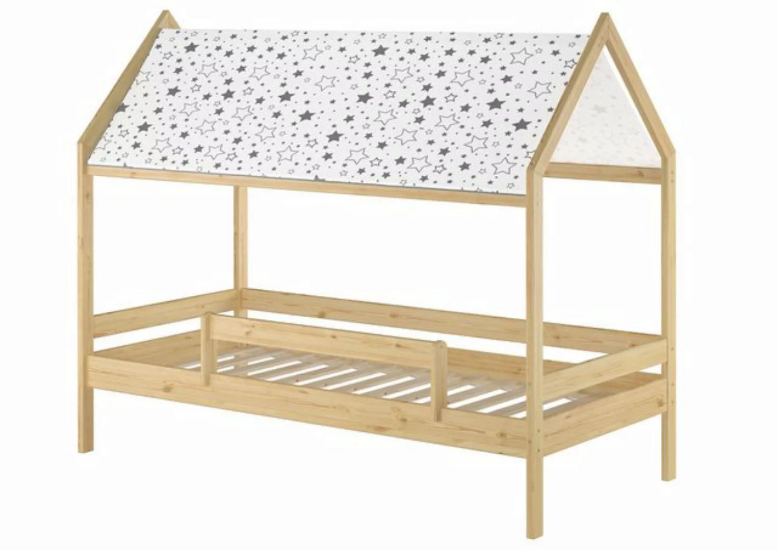 ERST-HOLZ Bett Kinderbett Hausbett 90x200 mit Himmel und Rausfallschutz Kie günstig online kaufen