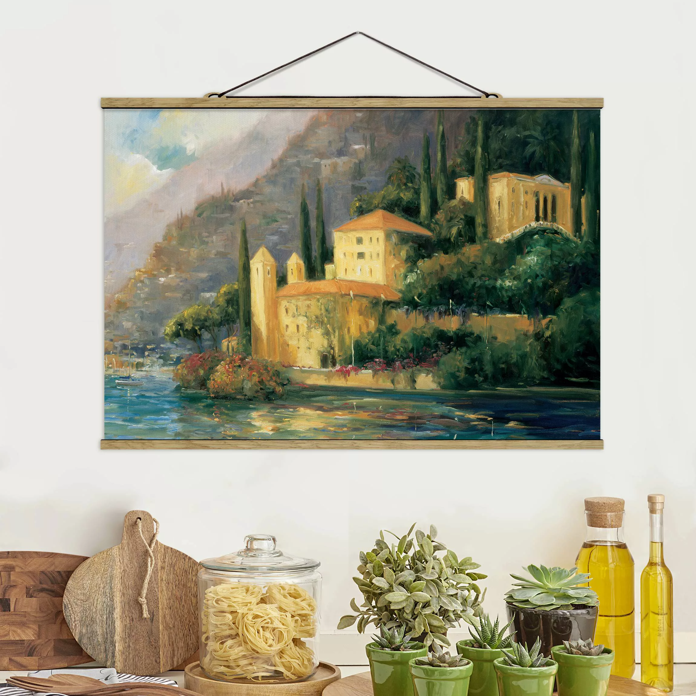 Stoffbild Kunstdruck mit Posterleisten - Querformat Italienische Landschaft günstig online kaufen