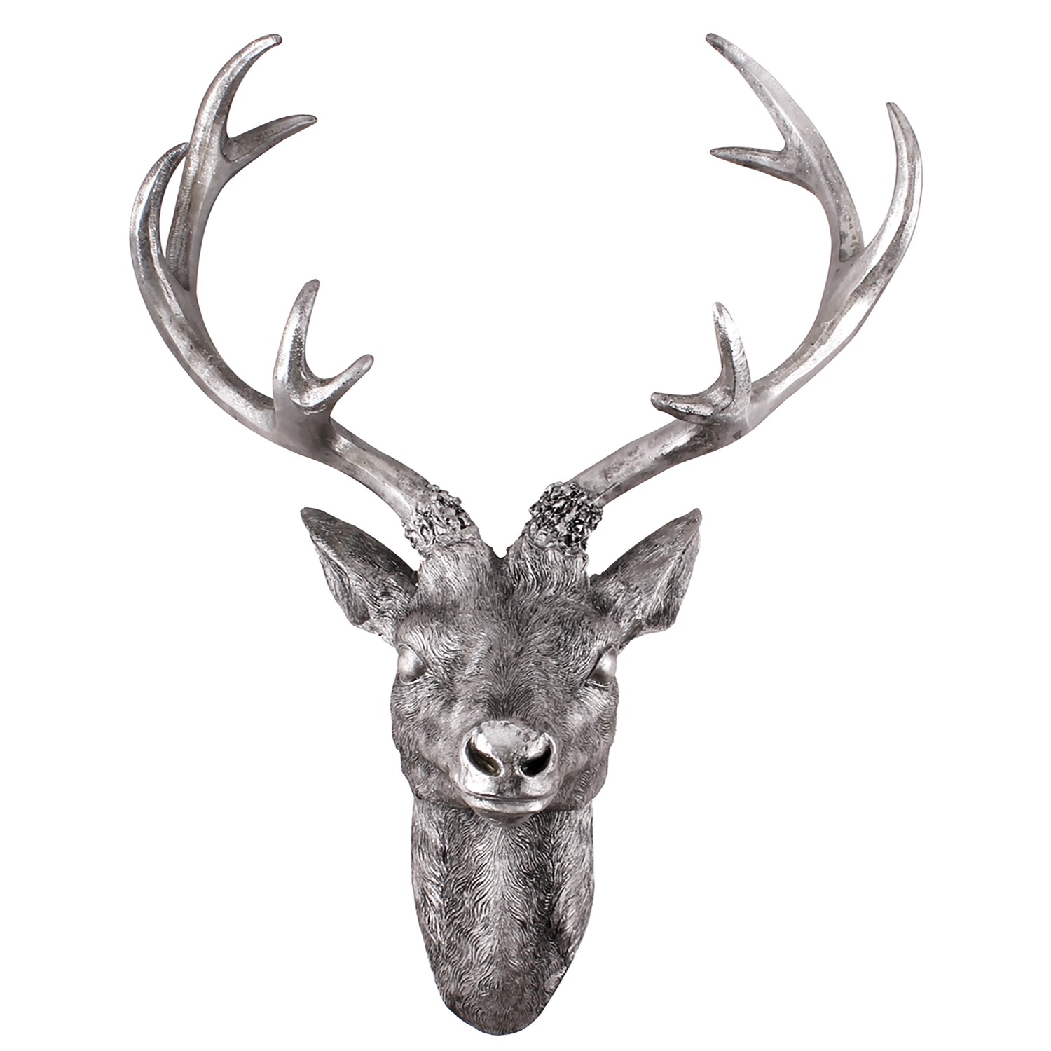 Mojawo XL Hirschgeweih Hirschkopf Geweih 10 Ender Silber Optik 30x18x40cm F günstig online kaufen