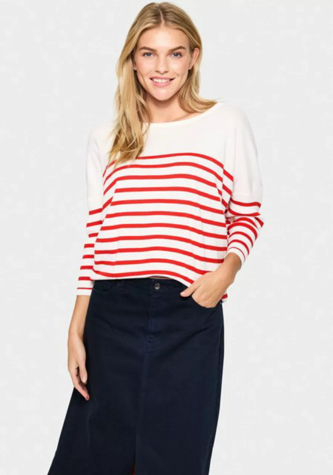 Saint Tropez Strickpullover MilaSZ R-neck Stripe günstig online kaufen