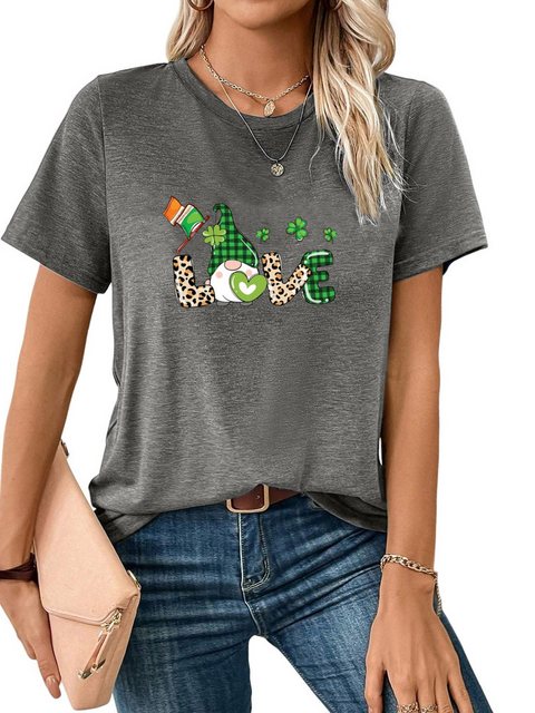 PYL Rundhalsshirt Damen St. Patricks Tag Sommer Rundhalsshirt mit Kleeblatt günstig online kaufen