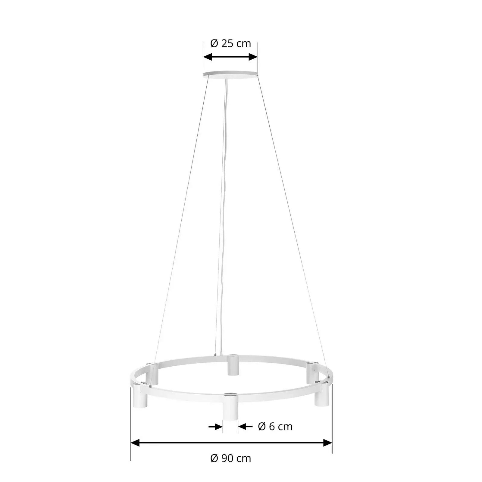 Arcchio Hängeleuchte Brinja, weiß, Ø 94 cm, 6-flg., GU10 günstig online kaufen