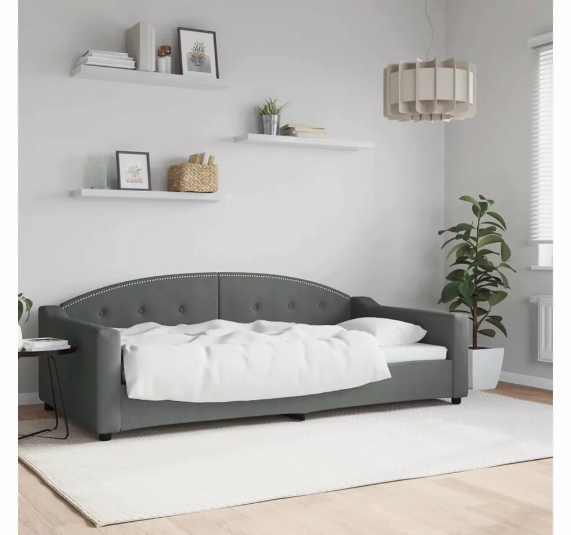 furnicato Bett Tagesbett Dunkelgrau 100x200 cm Stoff (1-tlg) günstig online kaufen