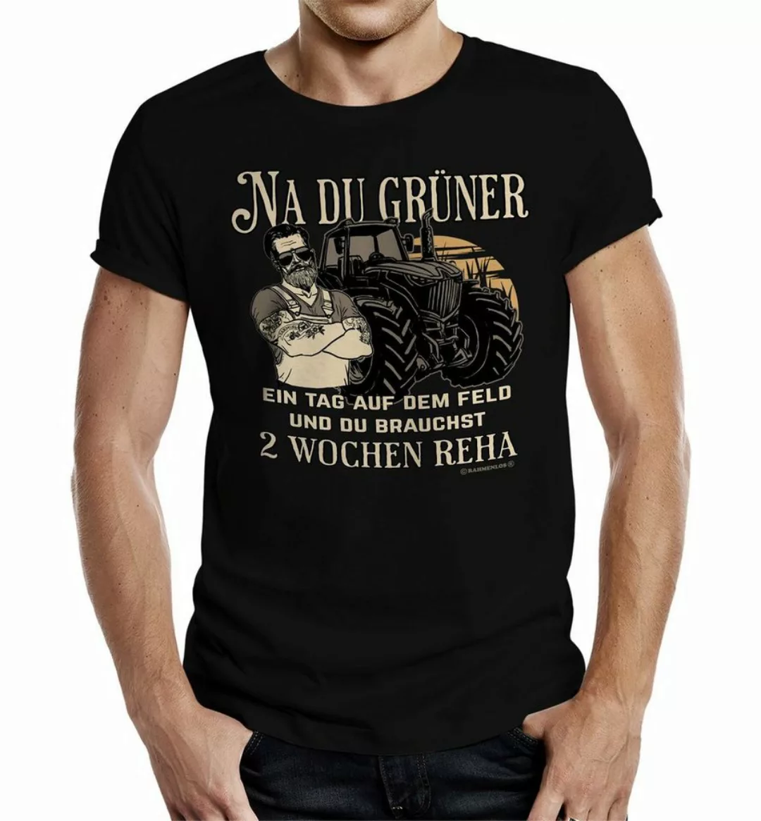 RAHMENLOS® T-Shirt für Landwirte und Bauern: Na du Grüner - Ein Tag auf dem günstig online kaufen