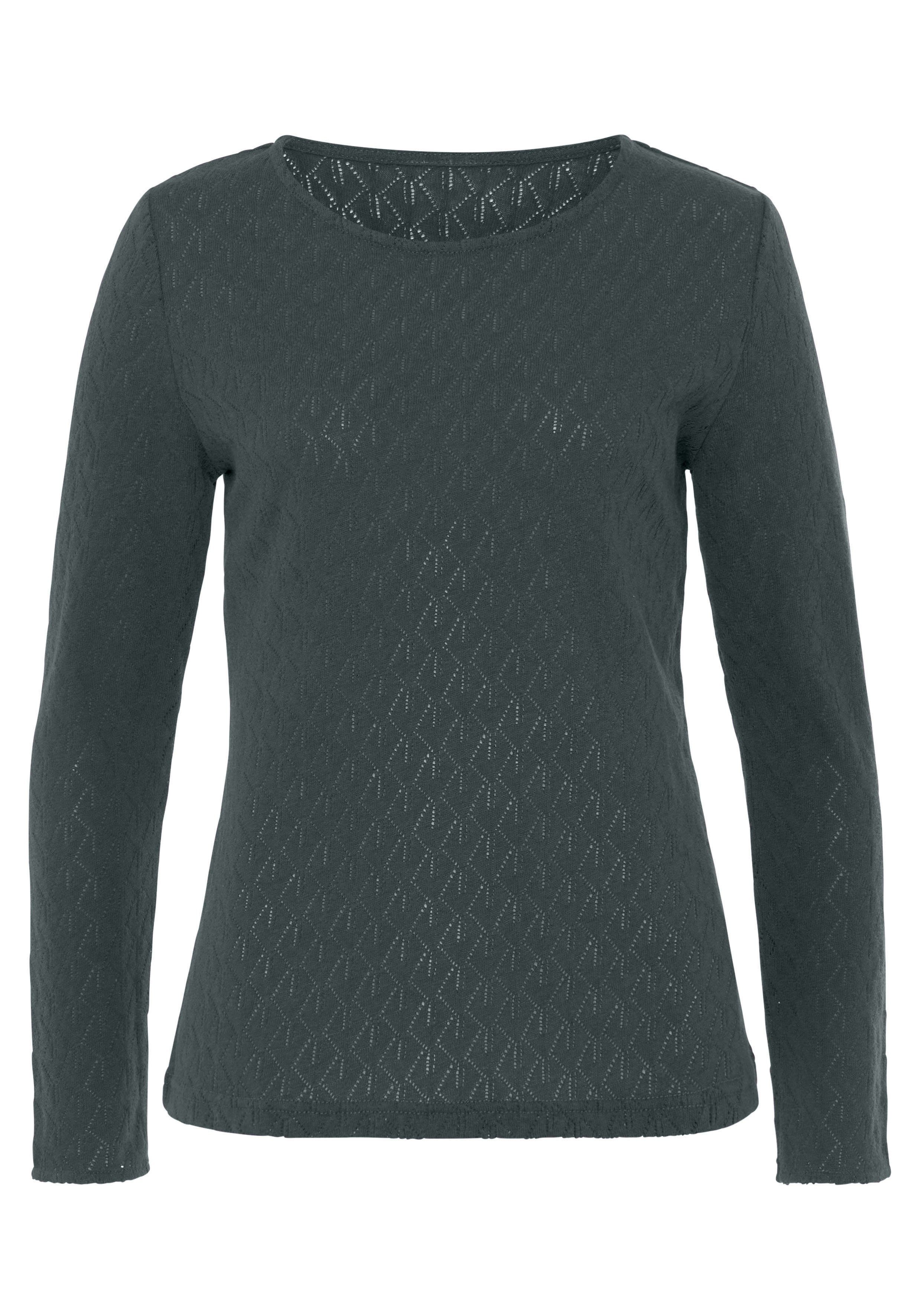 Vivance Langarmshirt mit modischem Ajour-Muster aus günstig online kaufen