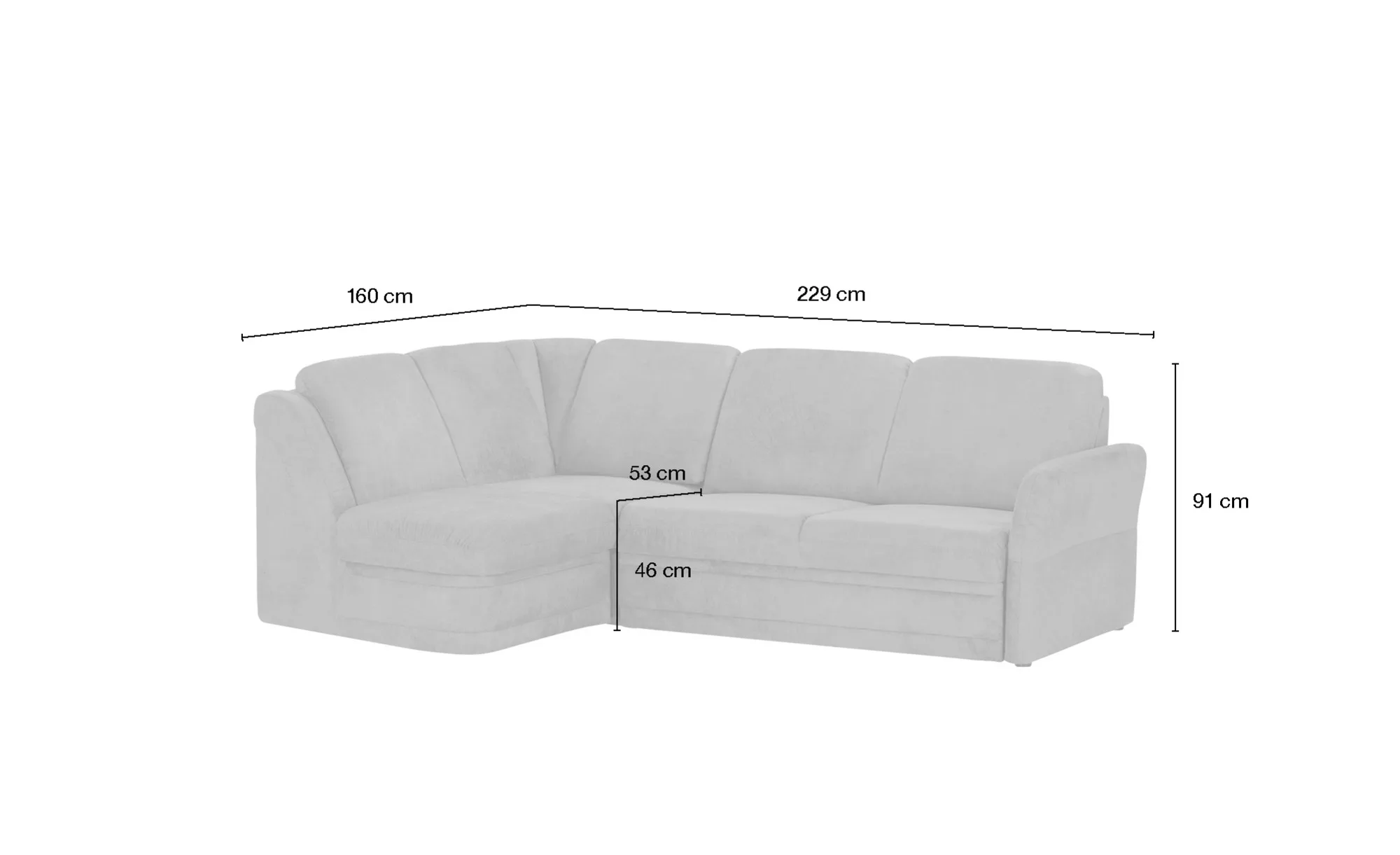 Polstermöbel Oelsa Ecksofa  Luna ¦ braun ¦ Maße (cm): B: 224 H: 91 T: 160.0 günstig online kaufen