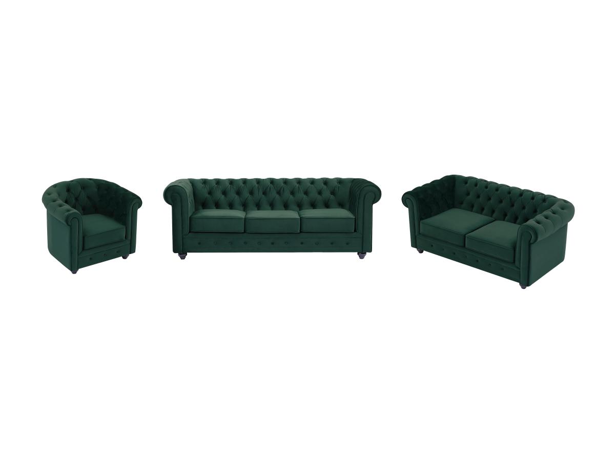 Sofas 3-Sitzer, 2-Sitzer & Sessel - Samt - Grün - CHESTERFIELD günstig online kaufen