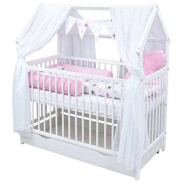 Baby-Delux Komplettbett Hausbett Babybett Schublade Schutzgitter Komplettse günstig online kaufen