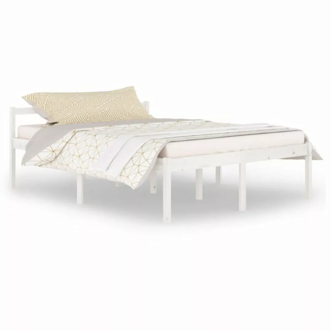 furnicato Bett Seniorenbett Weiß 150x200 cm Massivholz Kiefer günstig online kaufen