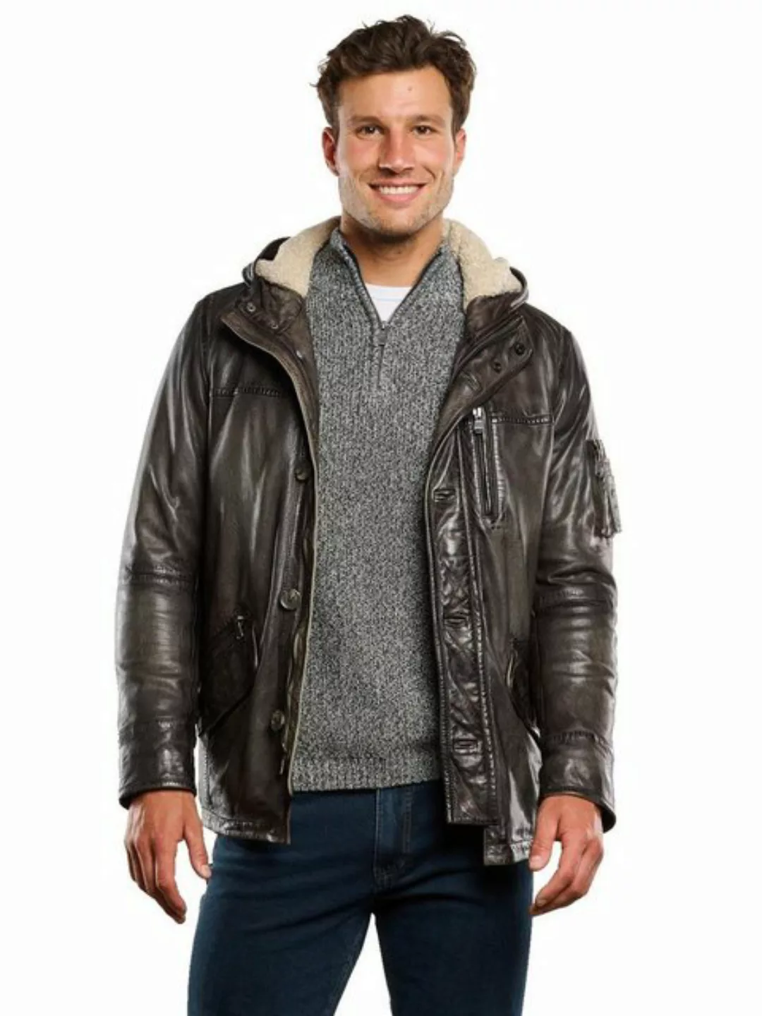 Engbers Lederjacke Lederjacke mit Kapuze günstig online kaufen