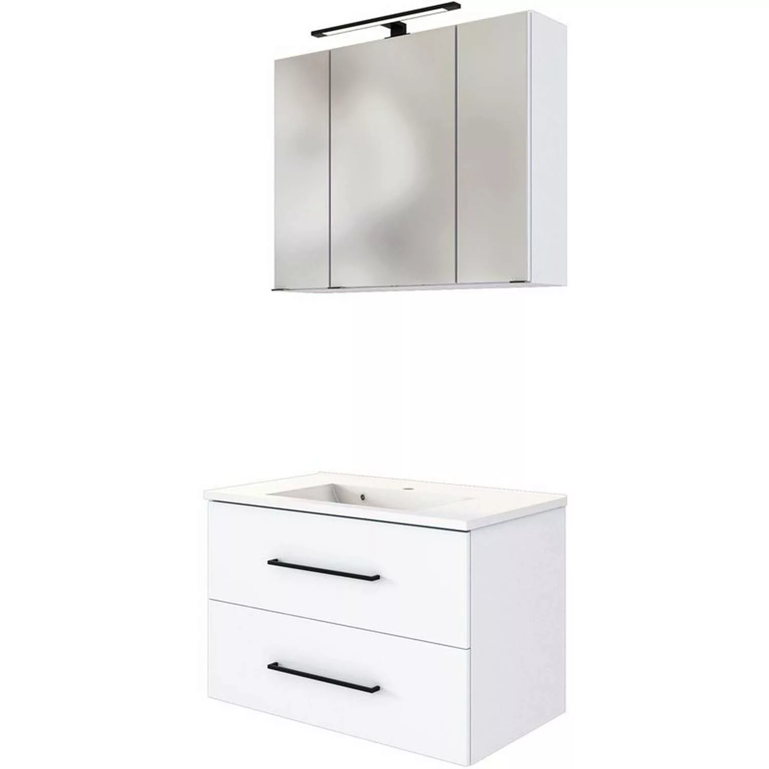 Waschplatz Set inkl. LED Spiegelschrank und Waschbecken MANLY-03 weiß B/H/T günstig online kaufen