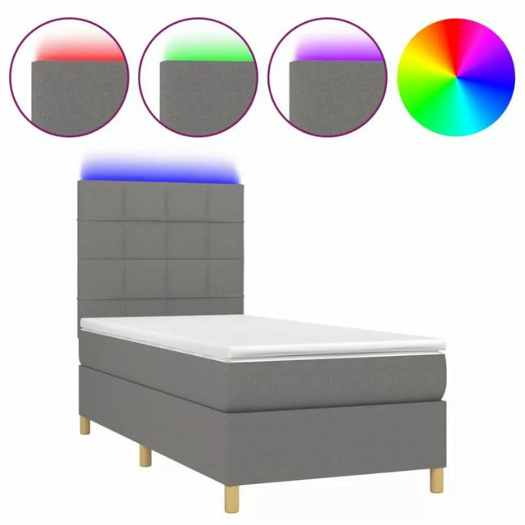 vidaXL Boxspringbett Boxspringbett mit Matratze LED Dunkelgrau 100x200 cm S günstig online kaufen