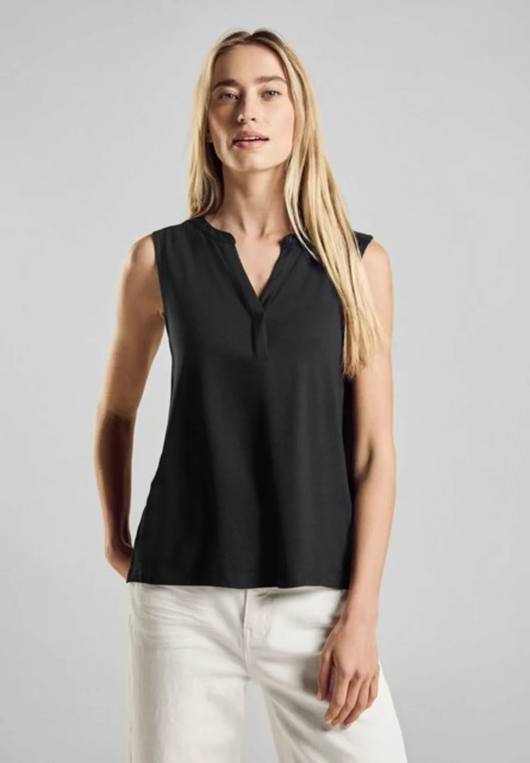 STREET ONE Shirttop - Sommerliches Top - ärmelloses Top einfabrig - Jersey günstig online kaufen