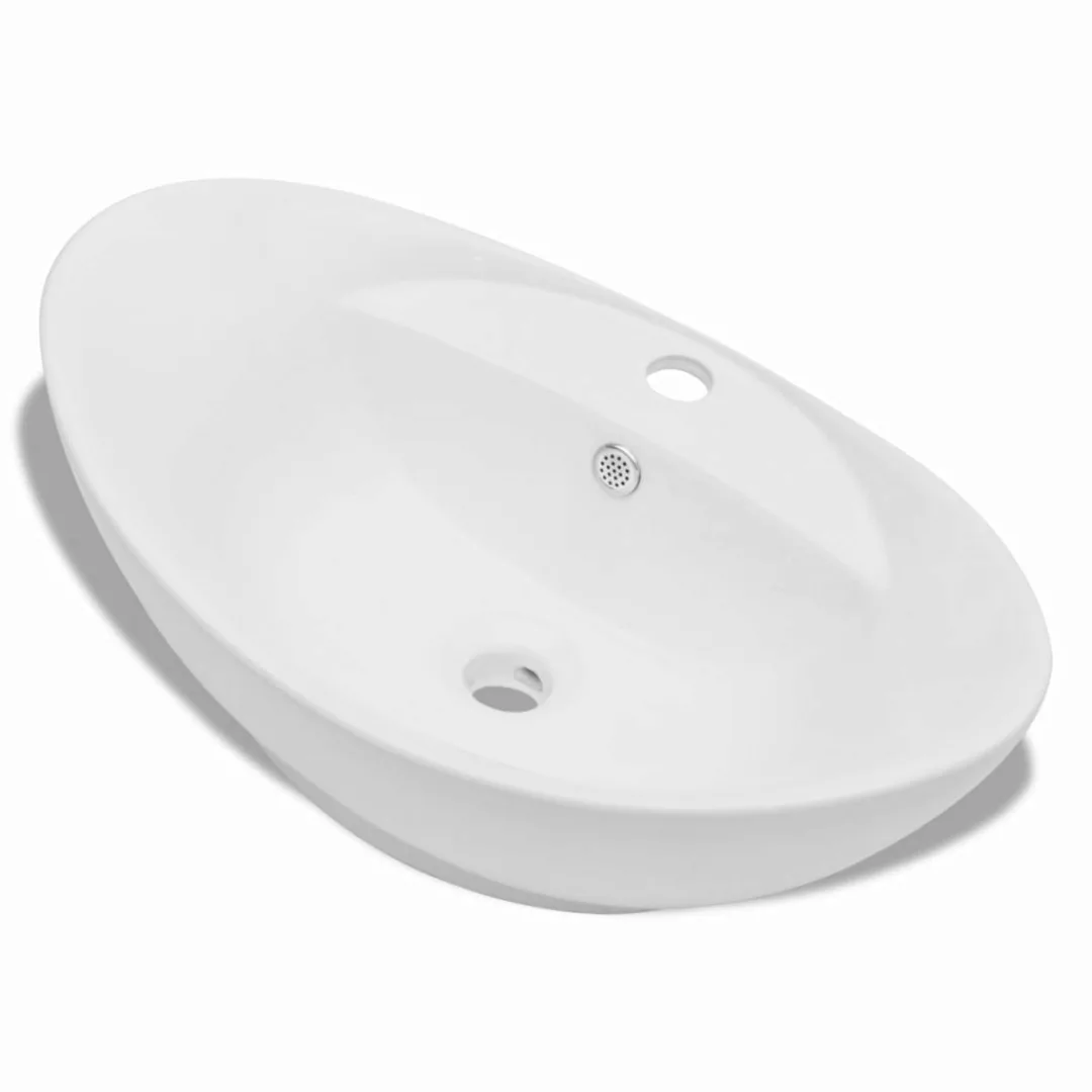 Luxuriöses Keramik Waschbecken Oval + Ãberlauf 59 X 40cm günstig online kaufen