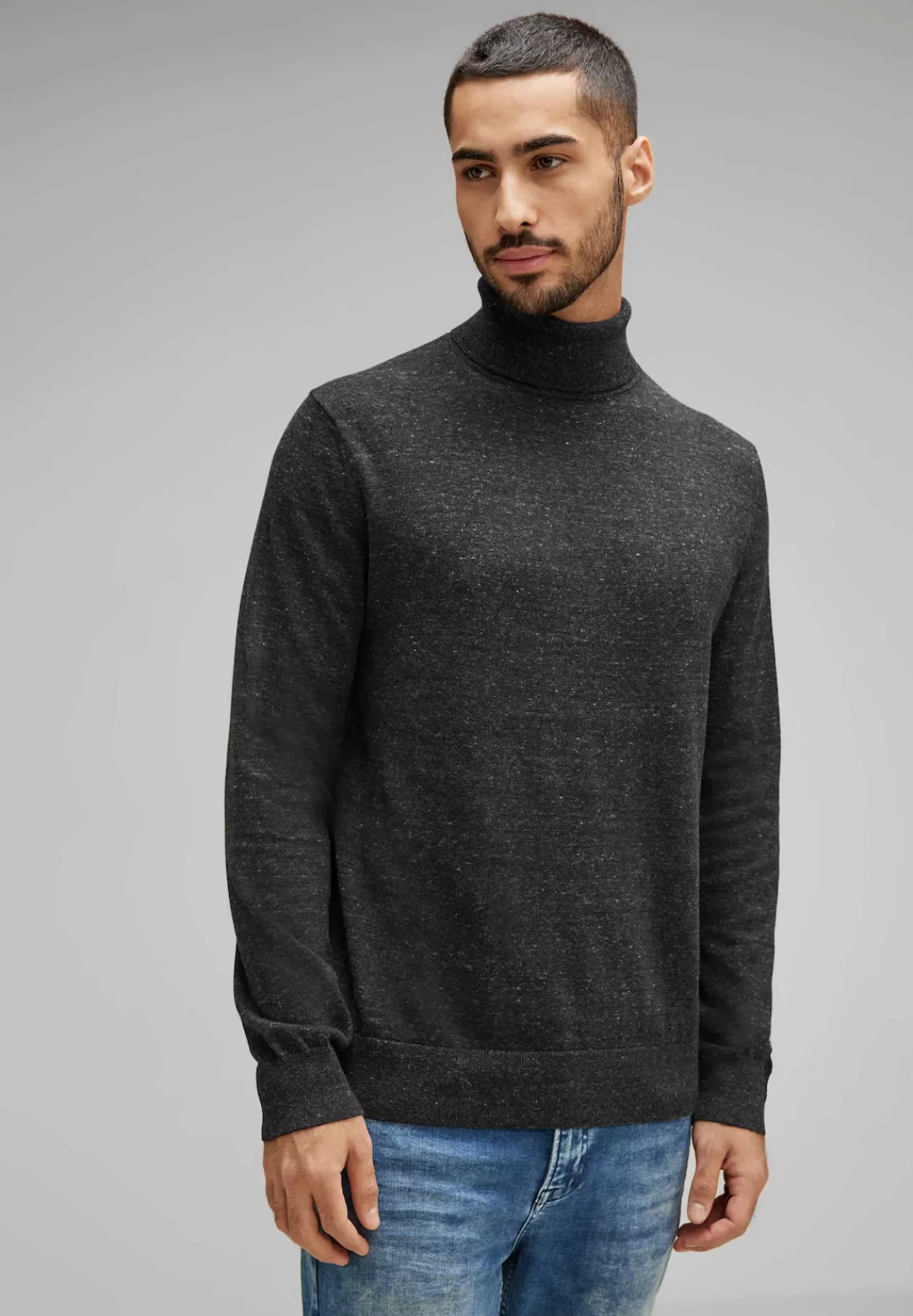 STREET ONE MEN Rollkragenpullover in Melange Optik günstig online kaufen