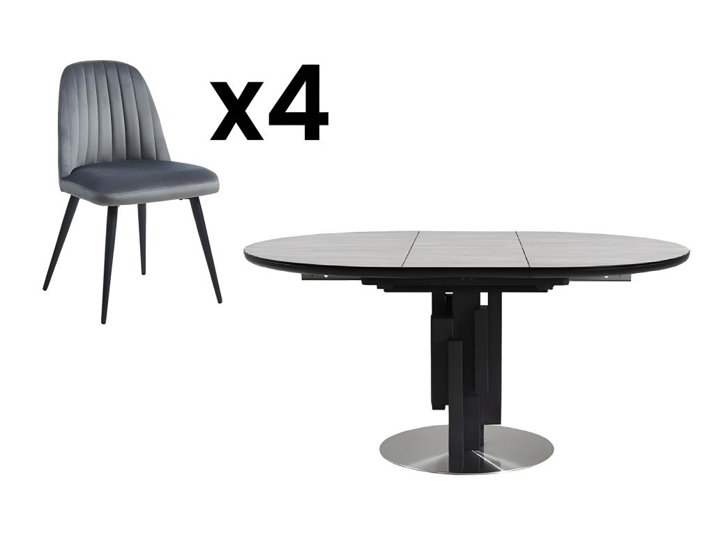 Sparset Esstisch KALEA + 4 Stühle ELEANA - Grau günstig online kaufen