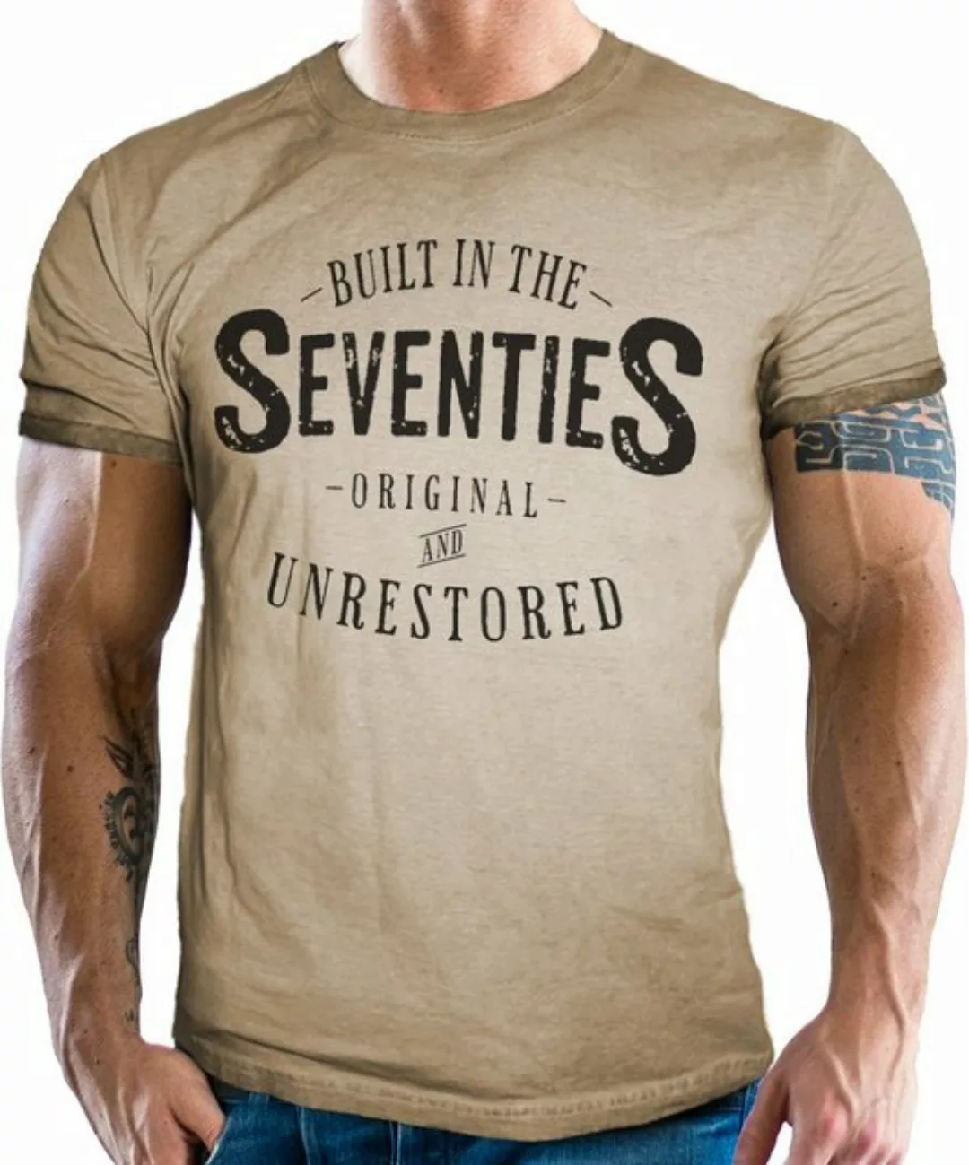 GASOLINE BANDIT® T-Shirt im Vintage Retro Style auf Washed Sand: Born in Th günstig online kaufen