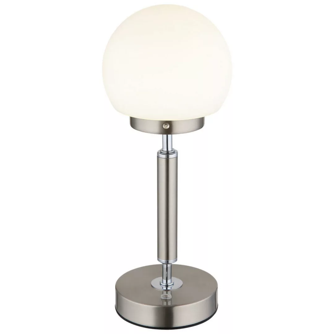 GLOBO LED-Tischleuchte Opal nickel matt Kunststoff Metall Glas H/D: ca. 28, günstig online kaufen