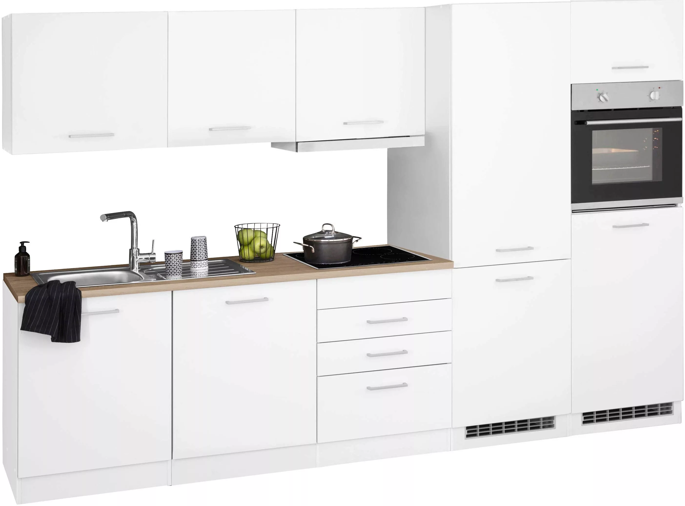HELD MÖBEL Küchenzeile "Visby", mit E-Geräten, Breite 300 cm inkl. Kühl/Gef günstig online kaufen