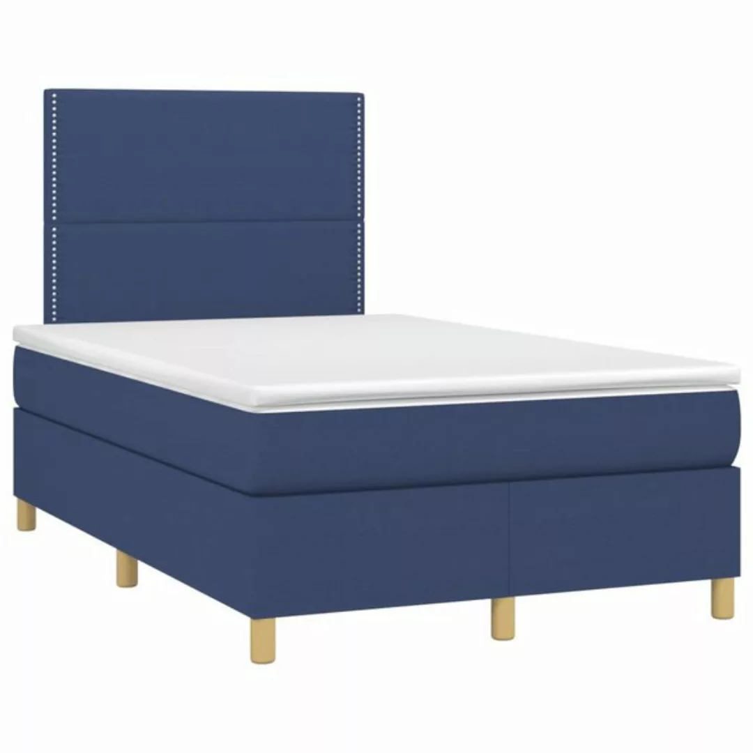 vidaXL Bett Boxspringbett mit Matratze & LED Blau 120x190 cm Stoff günstig online kaufen