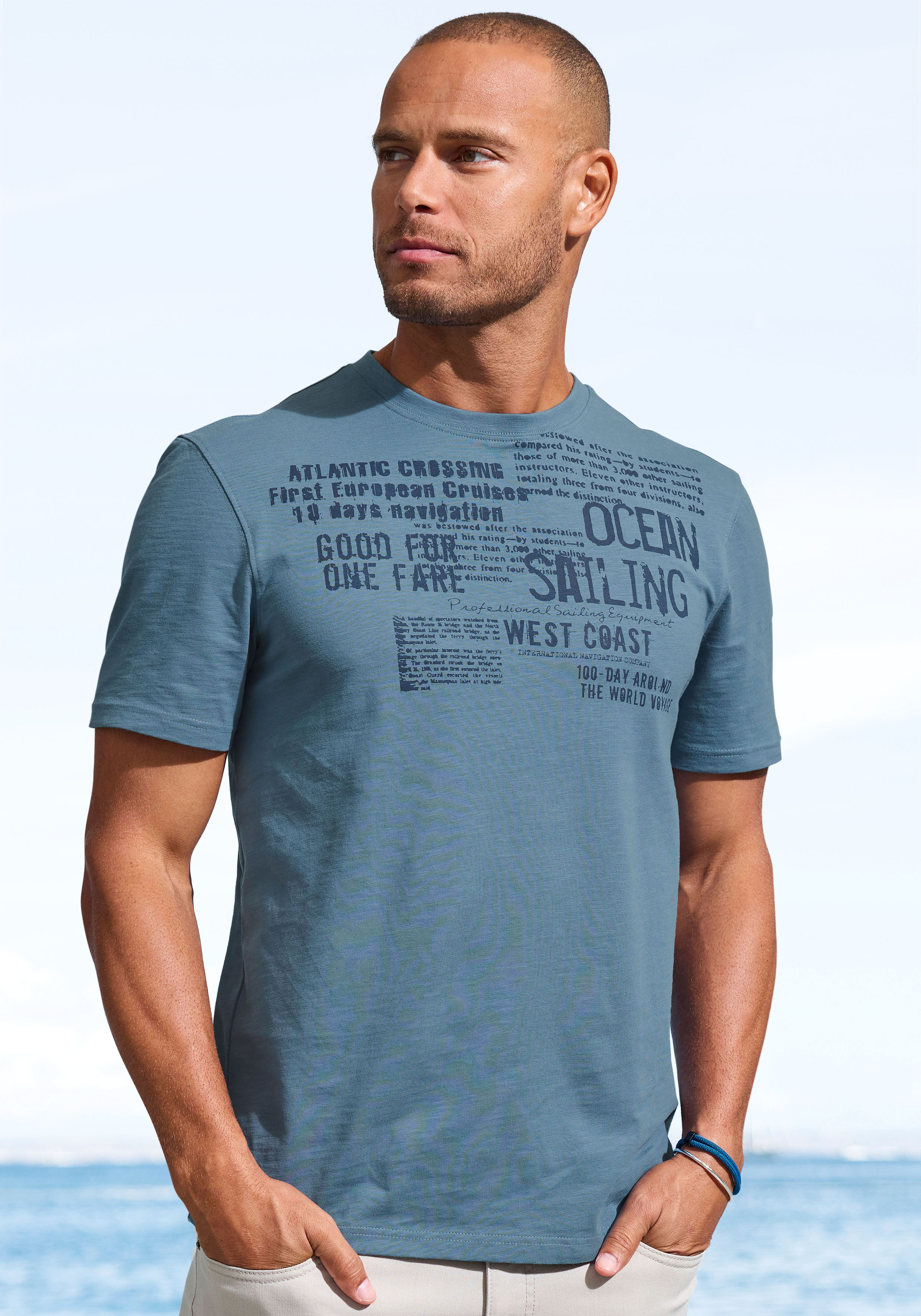 John Devin T-Shirt "mit Print", Regular-Fit, aus Slub-Qualität, mit Print günstig online kaufen