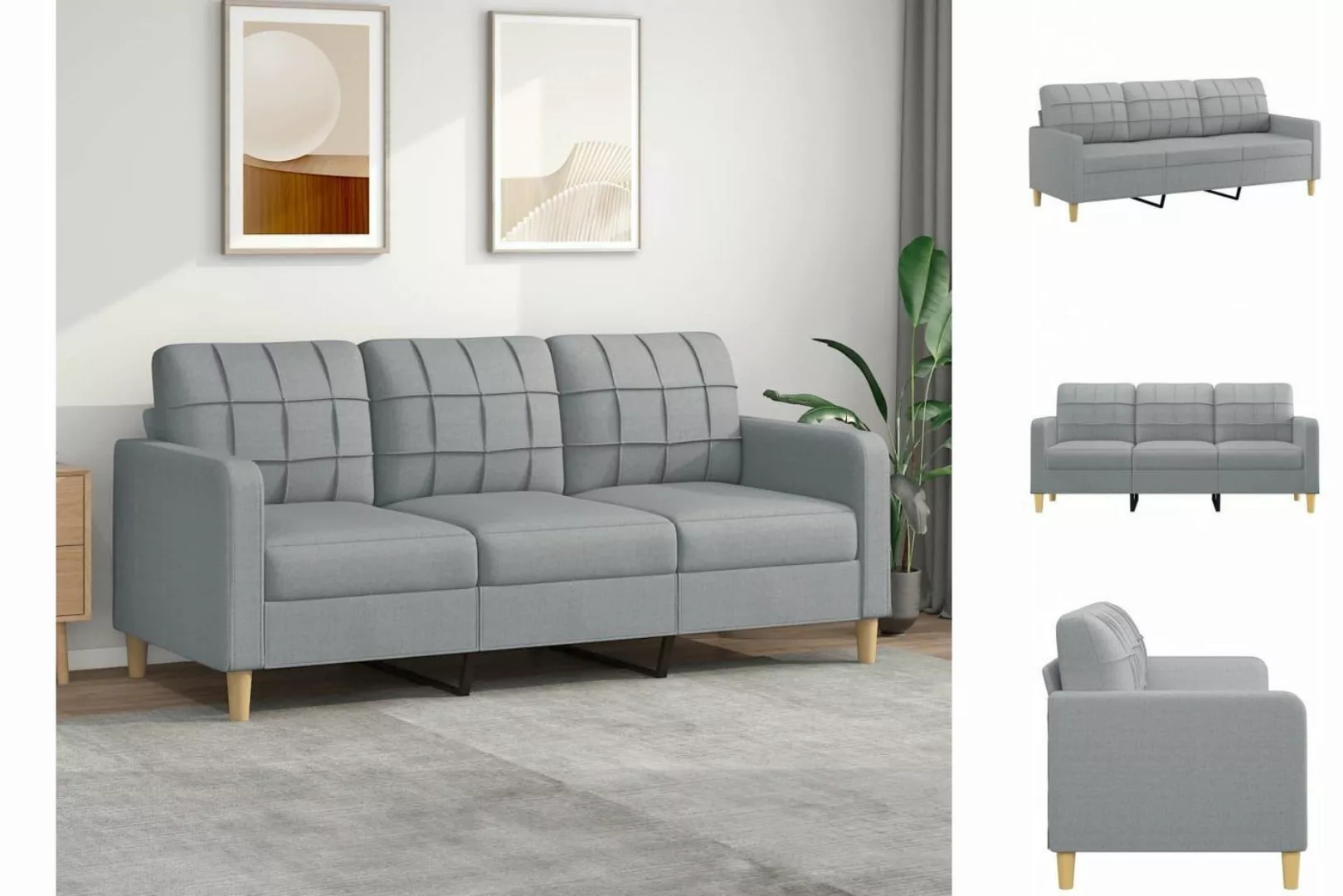 vidaXL Sofa 3-Sitzer-Sofa Couch Hellgrau 180 cm Stoff günstig online kaufen