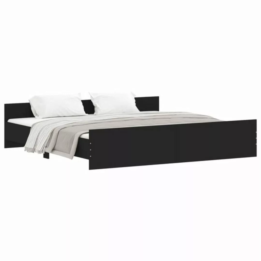 furnicato Bett Bettgestell mit Kopf- und Fußteil Schwarz 200x200 cm günstig online kaufen