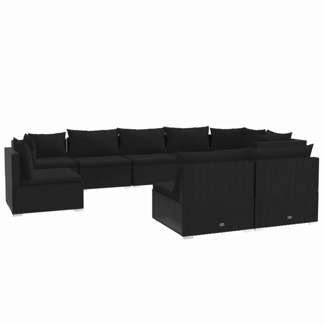 Vidaxl 9-tlg. Garten-lounge-set Mit Kissen Poly Rattan Schwarz günstig online kaufen