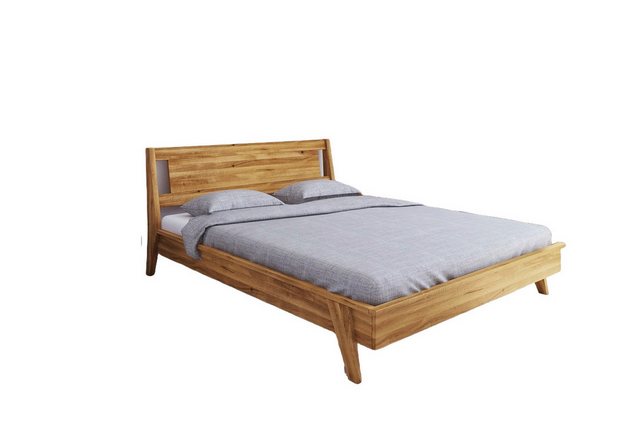 Natur24 Einzelbett Bett Jetro 2 Wildeiche massiv 140x200 mit Holzkopfteil u günstig online kaufen