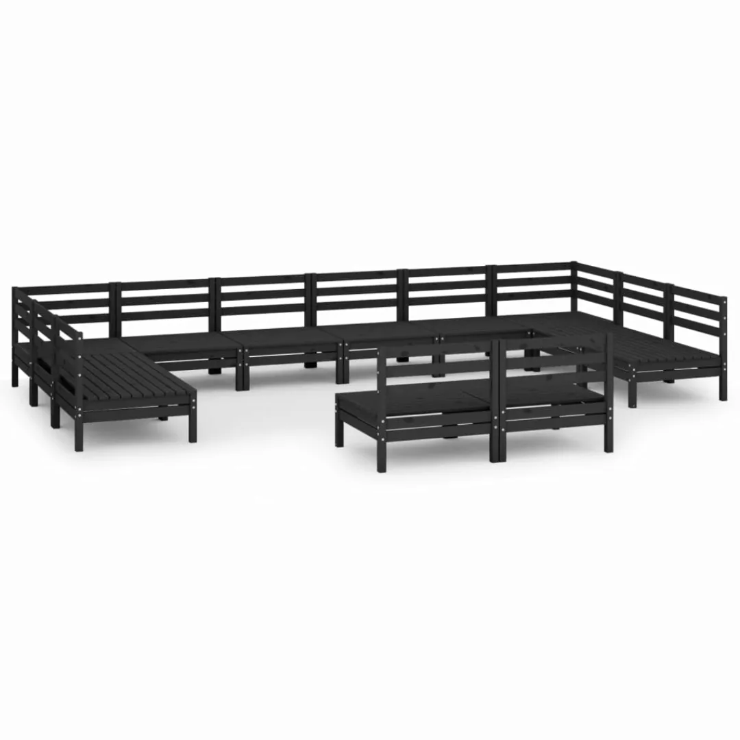 12-tlg. Garten-lounge-set Schwarz Massivholz Kiefer günstig online kaufen