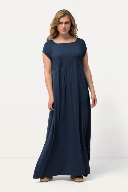 Ulla Popken Sommerkleid Smokkleid A-Linie Carree-Ausschnitt Halbarm günstig online kaufen