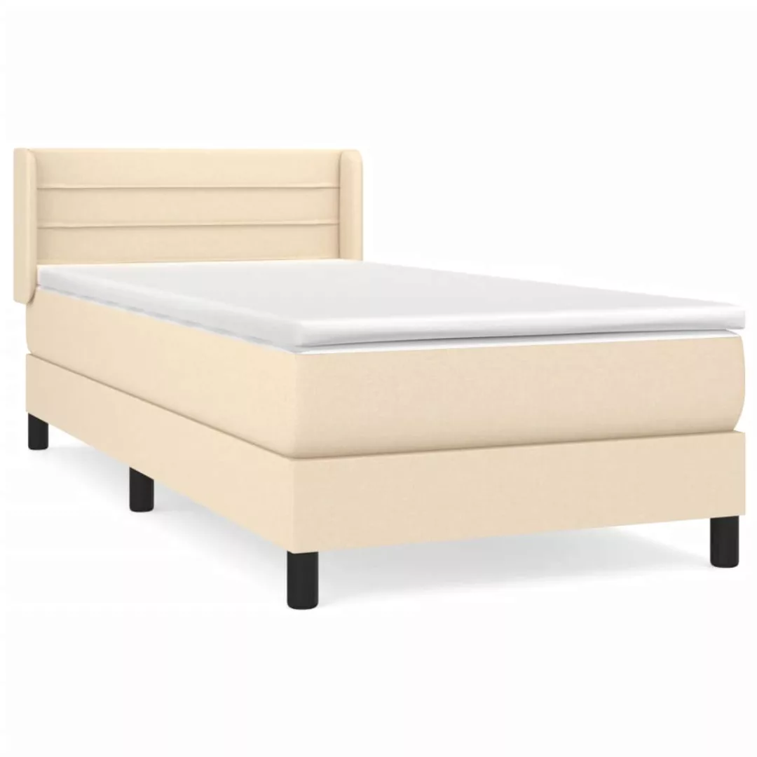 Vidaxl Boxspringbett Mit Matratze Creme 90x200 Cm Stoff günstig online kaufen