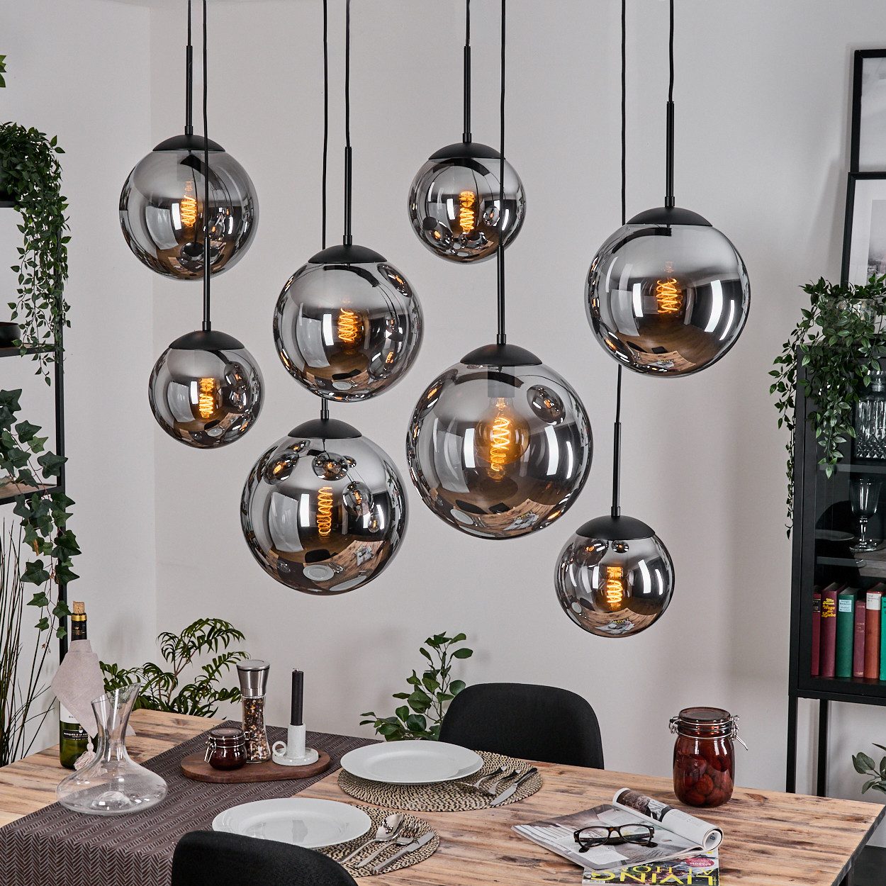 hofstein Hängeleuchte Hängelampe aus Metall/Glas in günstig online kaufen