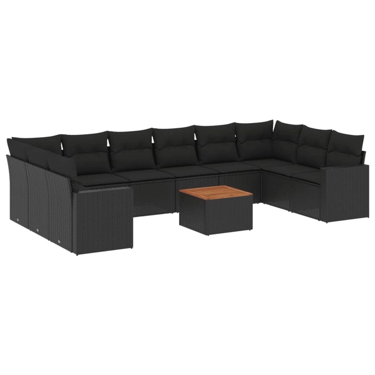 vidaXL 11-Tlg Garten-Sofagarnitur mit Kissen Schwarz Poly Rattan 3256622 günstig online kaufen