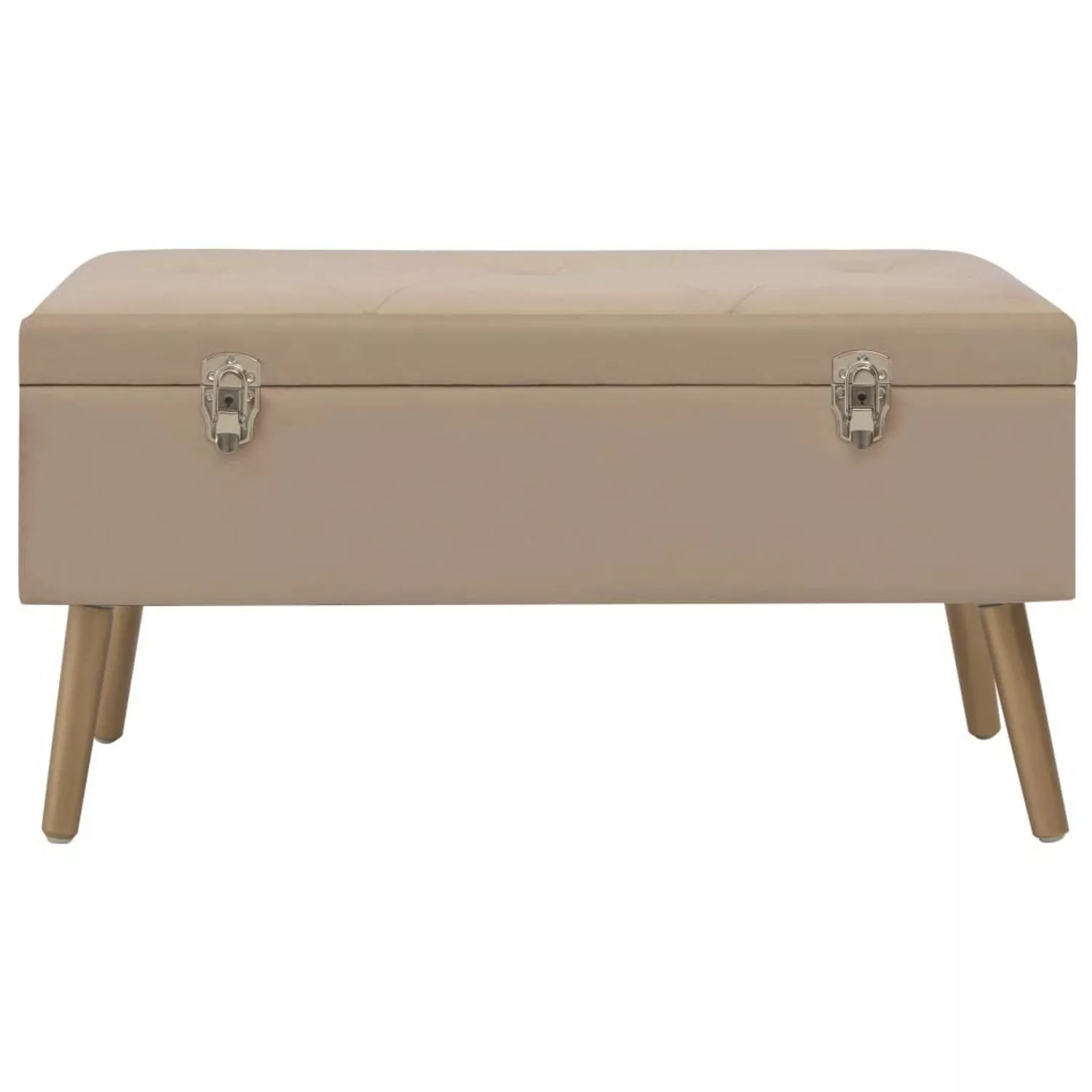 Bank Mit Stauraum 80 Cm Beige Samt günstig online kaufen