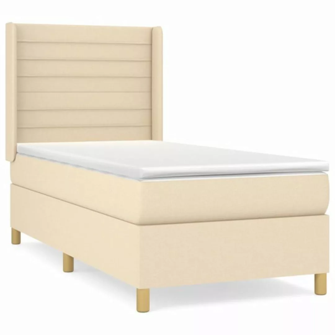 vidaXL Boxspringbett Boxspringbett mit Matratze Creme 80x200 cm Stoff Bett günstig online kaufen