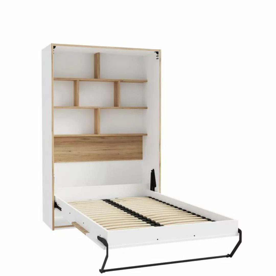 expendio Bett Simon 1, Weiß / Catania Oak, 140x241x58 cm günstig online kaufen