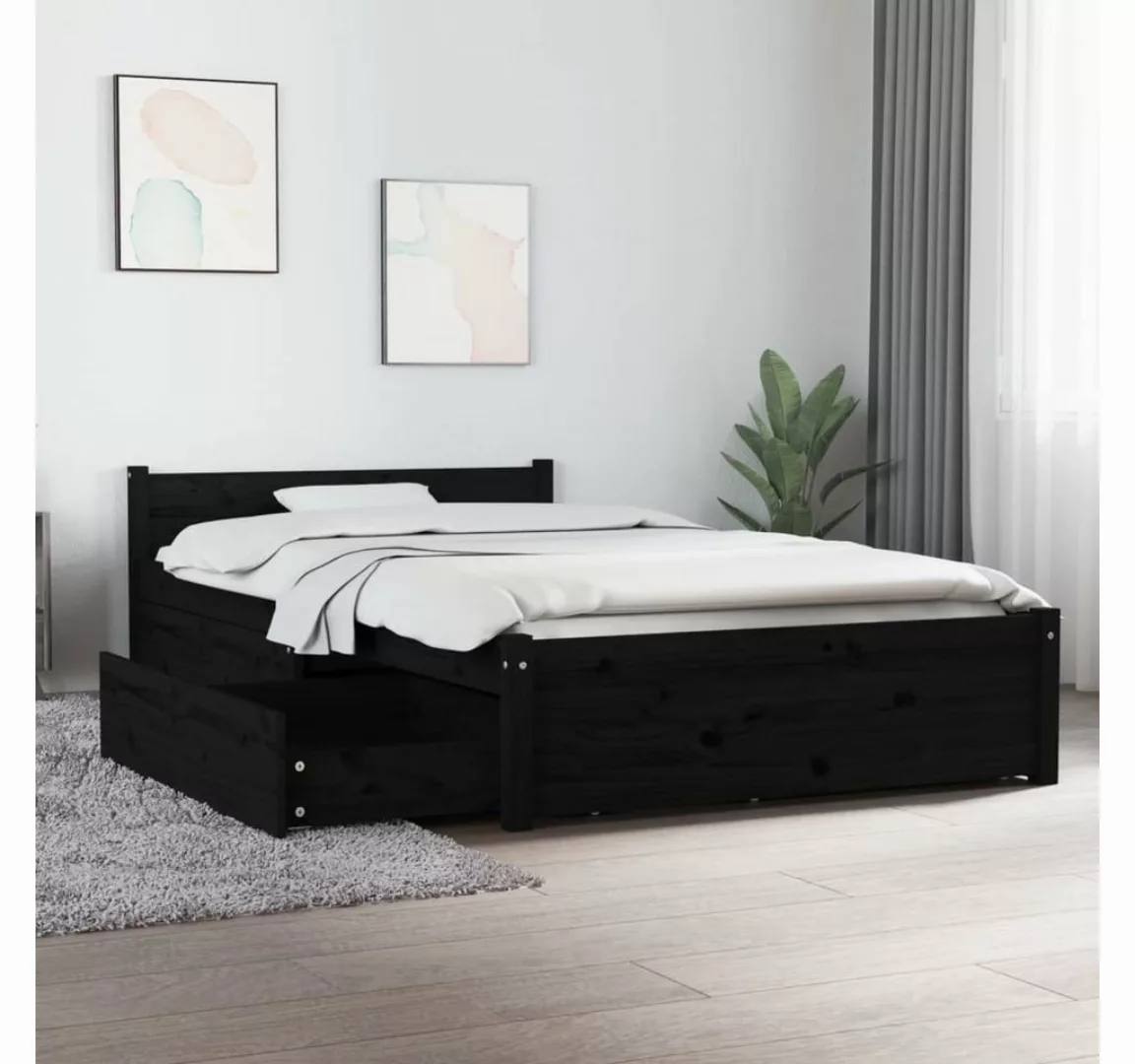 furnicato Bett mit Schubladen Schwarz 90x200 cm günstig online kaufen