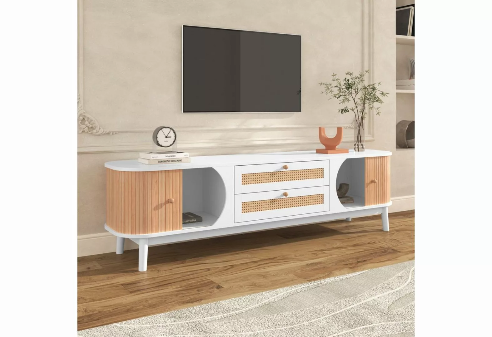 REDOM TV-Schrank TV-Schrank-Natürlicher Holz-Blend TV-Schrank (TV-Schrank m günstig online kaufen