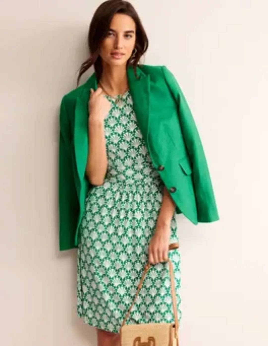 Amelie Jersey-Kleid Damen Boden, Grünes Tamburin, Muscheln günstig online kaufen