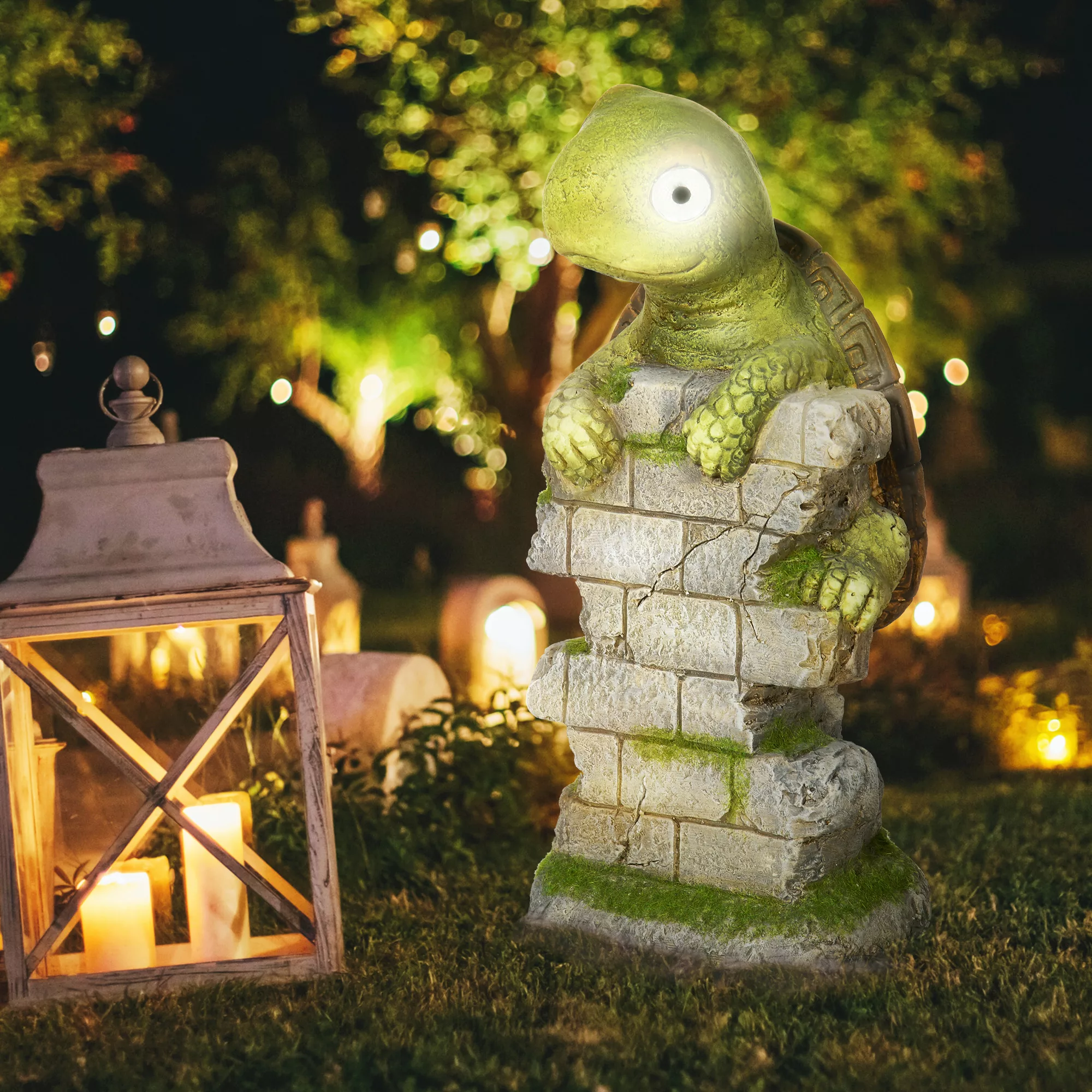 Outsunny Schildkröten-Skulptur mit LED Solarleuchte  Gartenfigur, 36,5 cm O günstig online kaufen